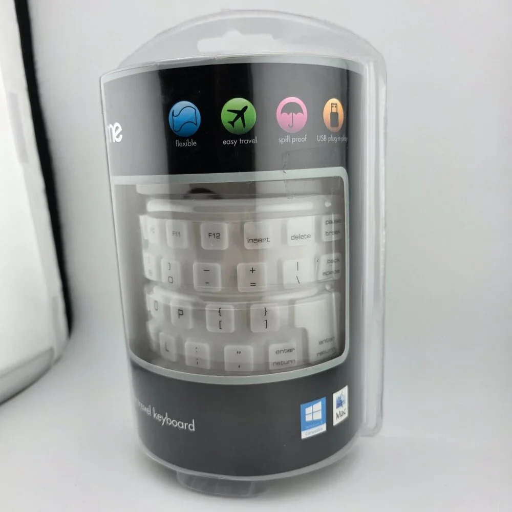 iHome White Spill-Proof Flexible Portable Travel USB Enabled Keyboard‎ NEW